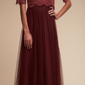 BHLDN JENNY YOO TULLE SKIRT - BURGUNDY SIZE (8)